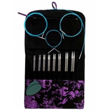 Hiya Hiya - Steel I/C Premium Set 4" (10cms) ó 5" (12cms) - KIT SMALL - Agujas Circulares Metálicas "Sharp" intercambiables