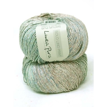 Solo Lino Print - Grey Beige Green Blue 155