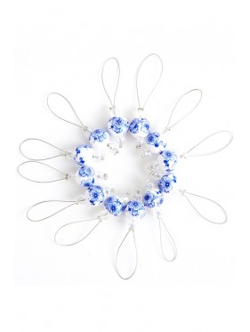 Knit Pro - Stitchmarkers Blooming Blue beads with pouch