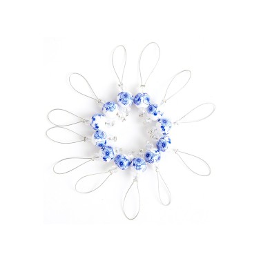 Knit Pro - Marcapuntos Blooming Blue beads con mini estuche