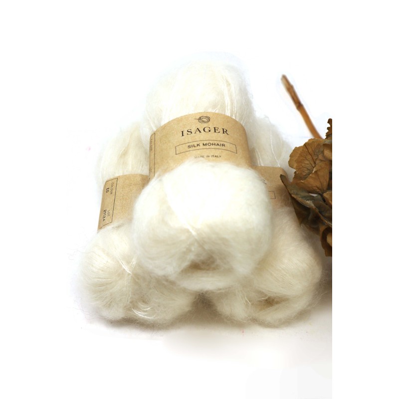Isager Silk Mohair - White