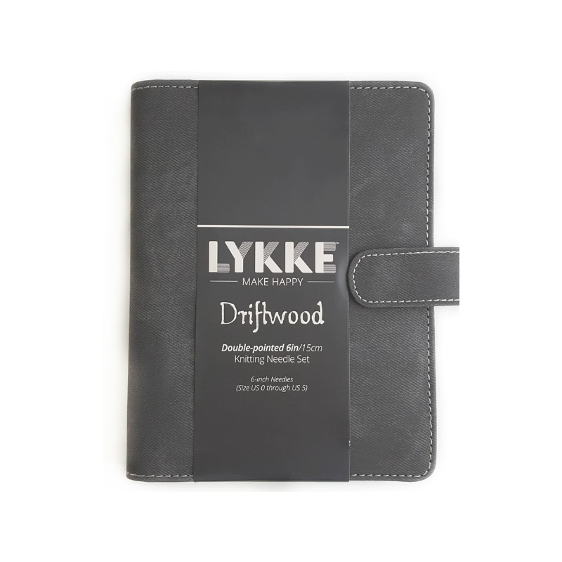Lykke - Set agujas doble punta dpn 15 cms 6" de madera Driftwood  Grey Denim Set