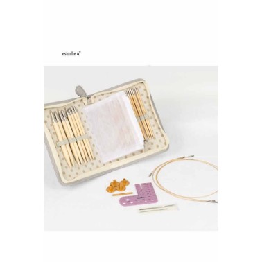 Tulip - Carry C Set 4" (10cms) ó 5" (12cms) - KIT Completo - Set Agujas Circulares Bambú intercambiables