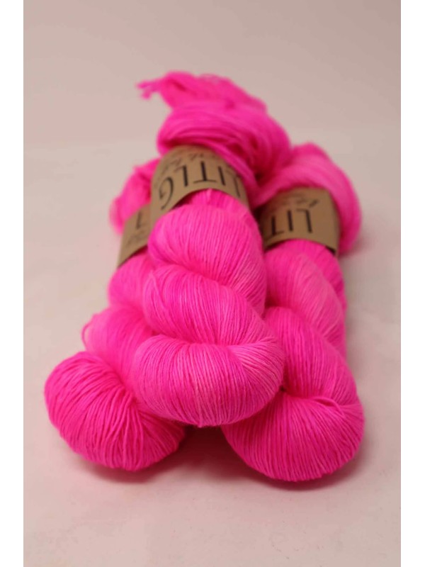 LITLG Singles Pink Pop fluor 100% laine fingering Superwash Merino premium , 1 single ply 