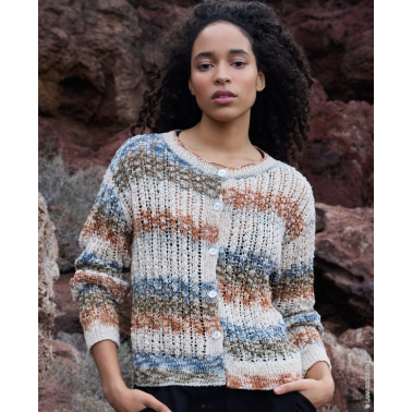 Hippie 3038 Blue Brick Kaki  lana a rayas primavera verano