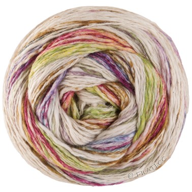 Lana Grossa Gomitolo Hippie 3034 Green Magenta Lila Blue Yellow  striped wool spring summer