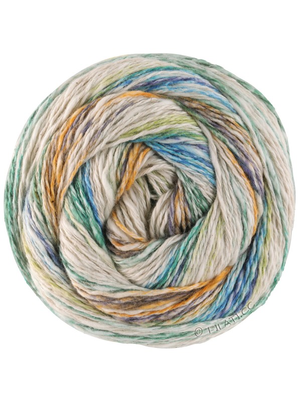 Hippie 3033 Green Turquoise Yellow Lila Emerald lana a rayas primavera verano
