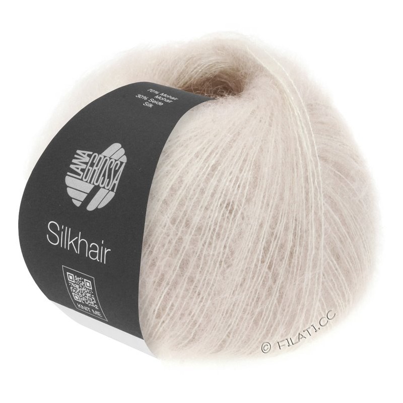 Lana Grossa Silkhair 018 White Beige mohair fino muy suave