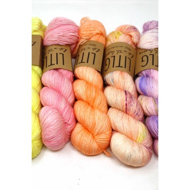 LITLG Singles Set Bright Pop 6 madejas 100% Superwash Merino premium , de un solo cabo single ply  tipo fingering