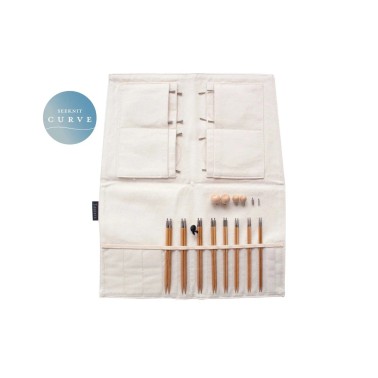 SeeKnit Set Agujas Curve 10 o 12.5 cms First Set Bamboo Circulares Intercambiables