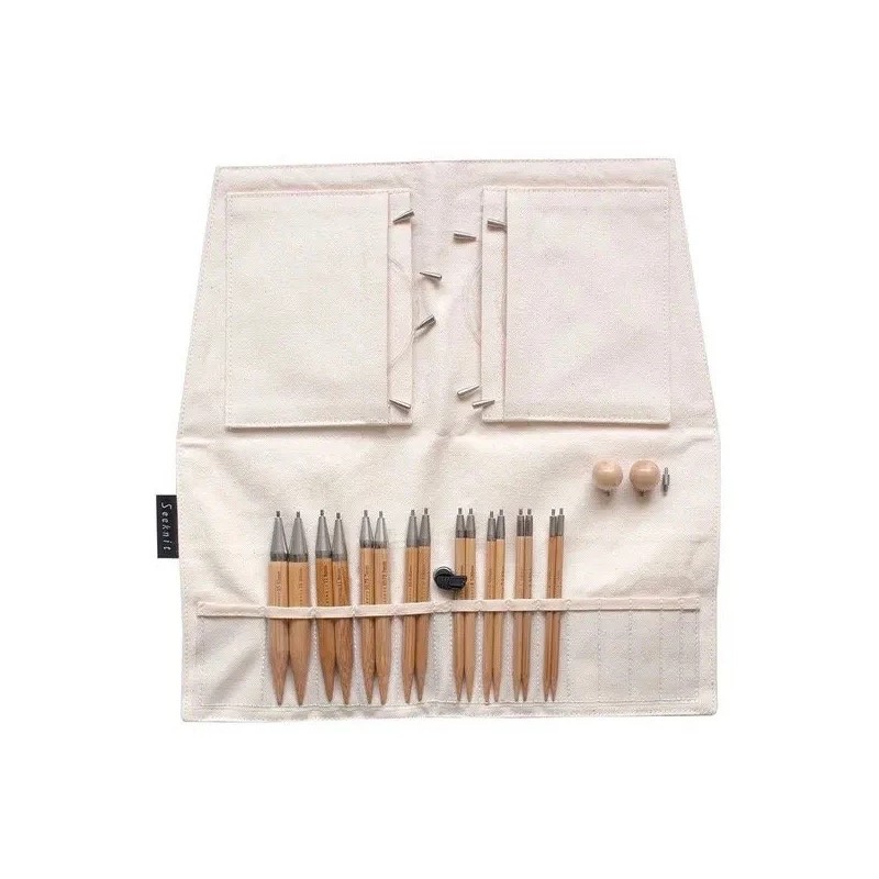 SeeKnit Set Agujas Curve 12.5 cms Grand Set Bamboo Circulares Intercambiables