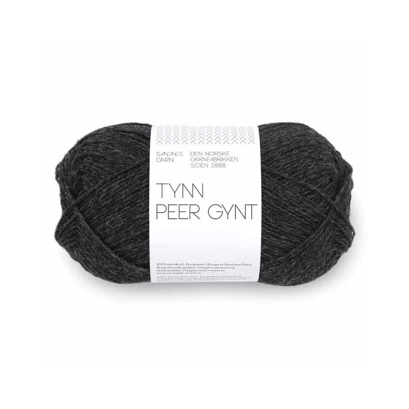 Tynn Peer Gynt 1088 Charcoal Melange lana noruega de Sandnes Garn fingering