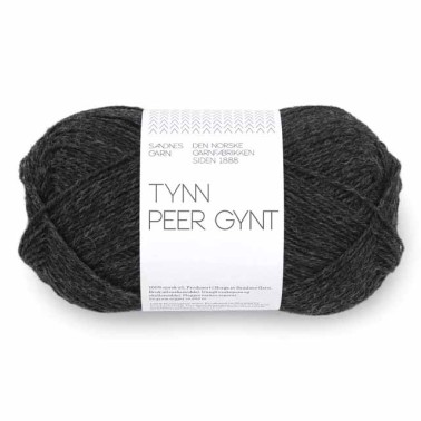 Tynn Peer Gynt 1088 Charcoal Melange lana noruega de Sandnes Garn fingering