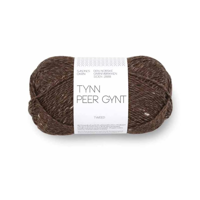 Tynn Peer Gynt 3085 Dark Brown Tweed lana noruega de Sandnes Garn fingering