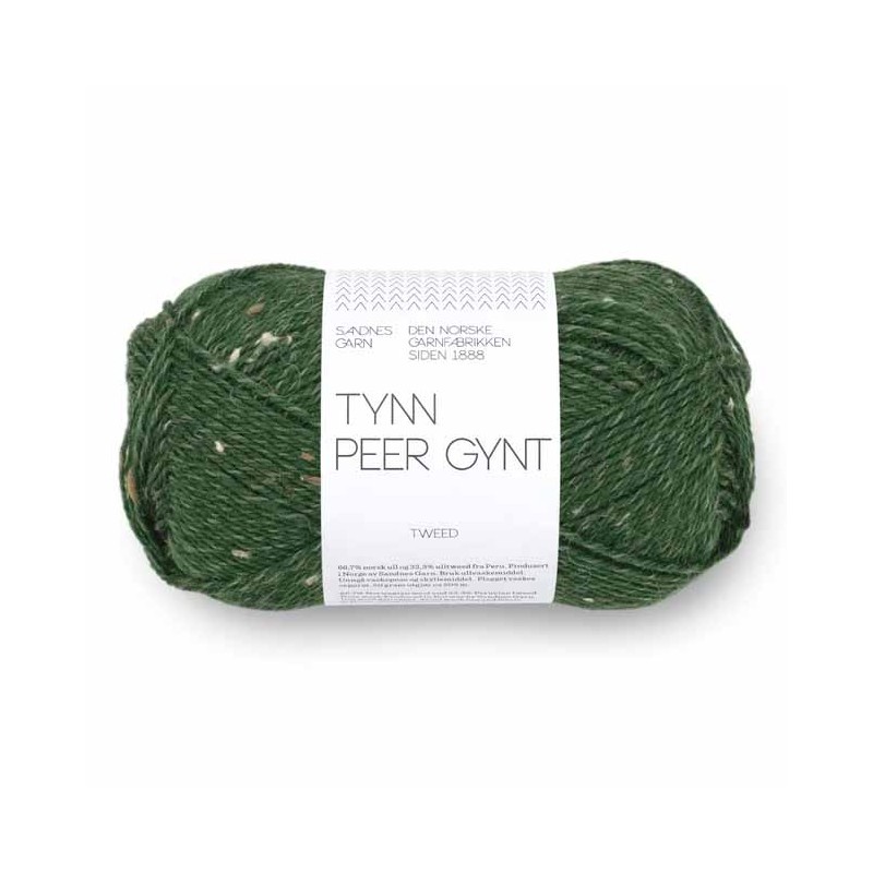 Tynn Peer Gynt 8085 Forest Green Tweed lana noruega de Sandnes Garn fingering