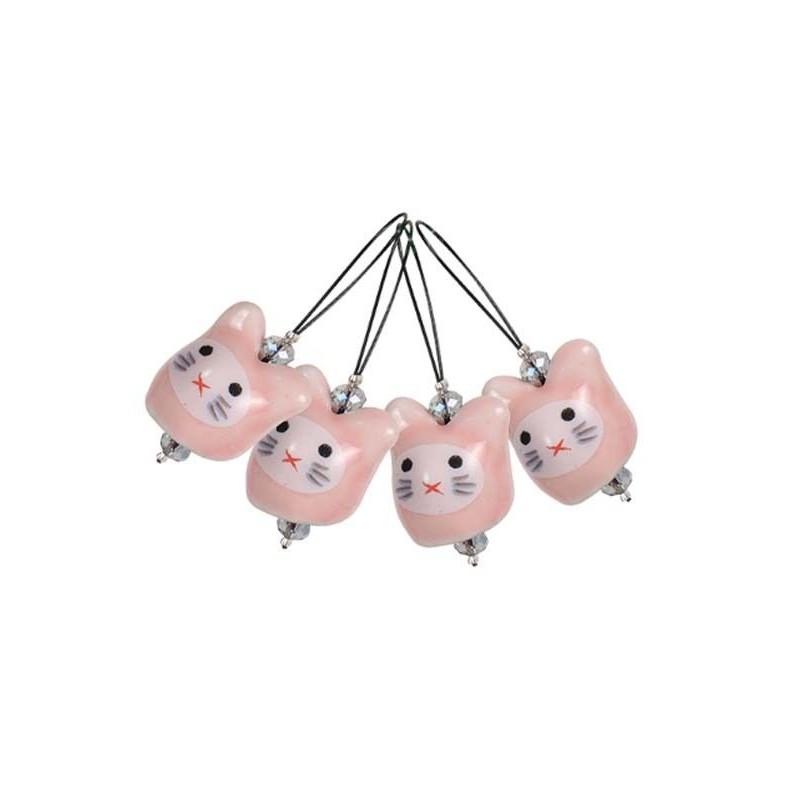Knit Pro - Marcapuntos Playfull beads Meow con mini estuche