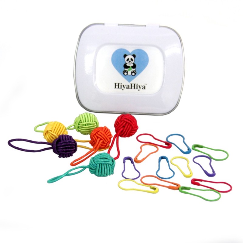 Hiya Hiya -  Notion Tin with Yarn Ball Stitch Markers and Knitter's Safety Pins